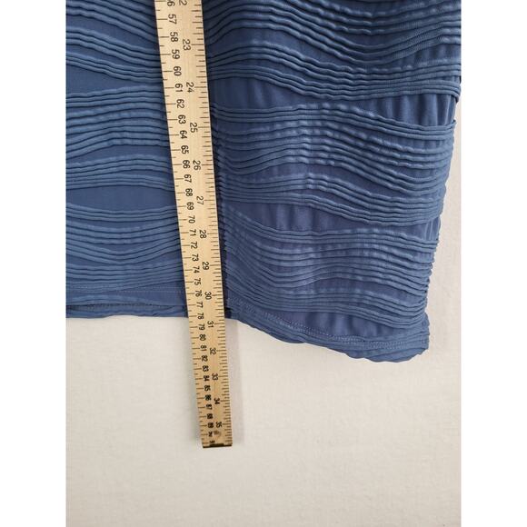 Maggie Barnes Blue Textured Artsy Top Blouse 4X Pullover 3/4 Sleeve Work Coastal - Picture 6 of 8